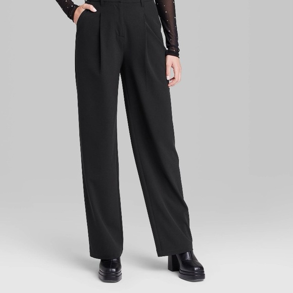 NWT Wild Fable Black Women's Trousers wide leg high rise size 4 - Picture 1 of 15